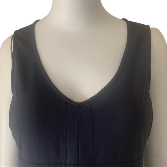 THEORY Kale B V-Neck Sheath Dress Wool Blend Midi Navy Blue Style 7011610R - Picture 3 of 16